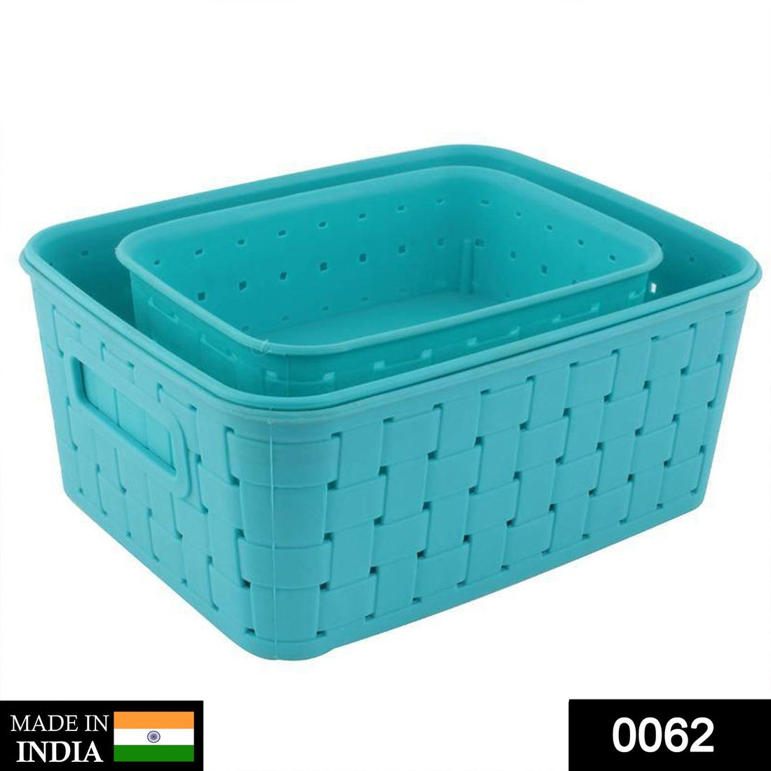 Stylish sky blue smart baskets for storage.