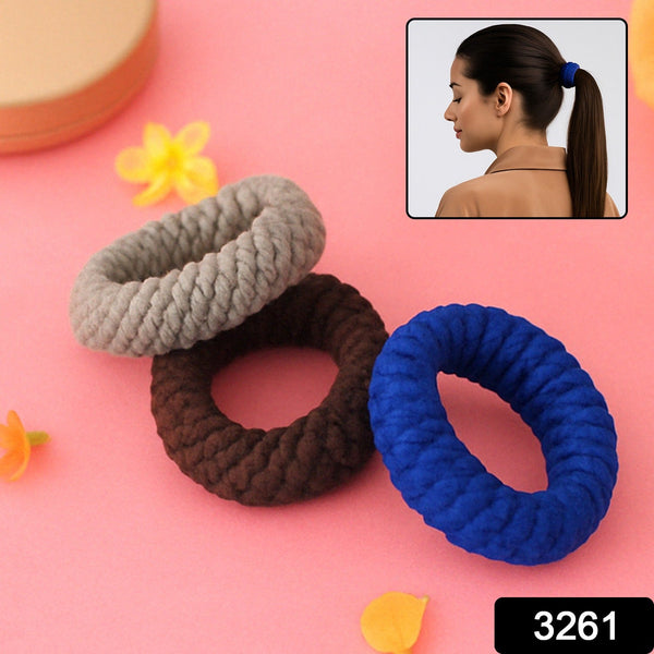 Tyre Shape Hair Rubber Bands Pack of 3 (Multicolour), Hair accessories