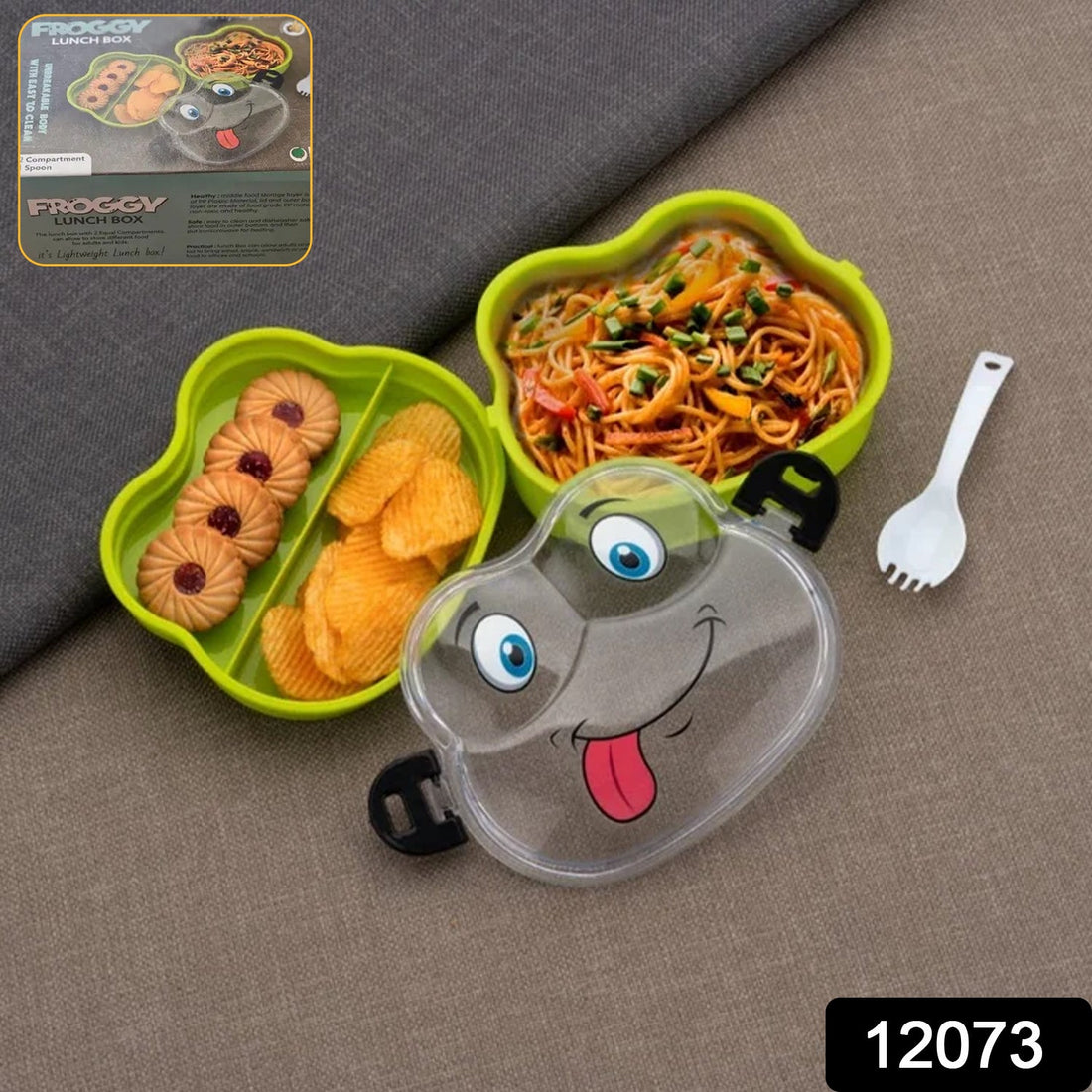 Frog-Shaped Double Layer Lunch Box with Spoon