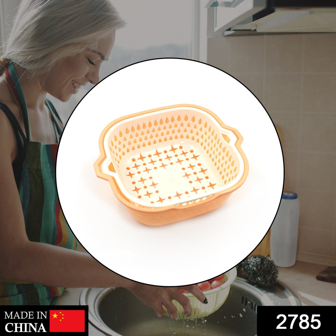 2-in-1 basket strainer for rinsing fruits and vegetables
