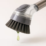Cleaning Brushes Set, Scrub Brush Bathroom Brush, Long Handle Liquid Dispenser Pot Washing Brush