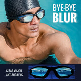 Knx Professional Anti-Fog UV Protection Swimming Goggles with Mirrored Lenses and Earplugs