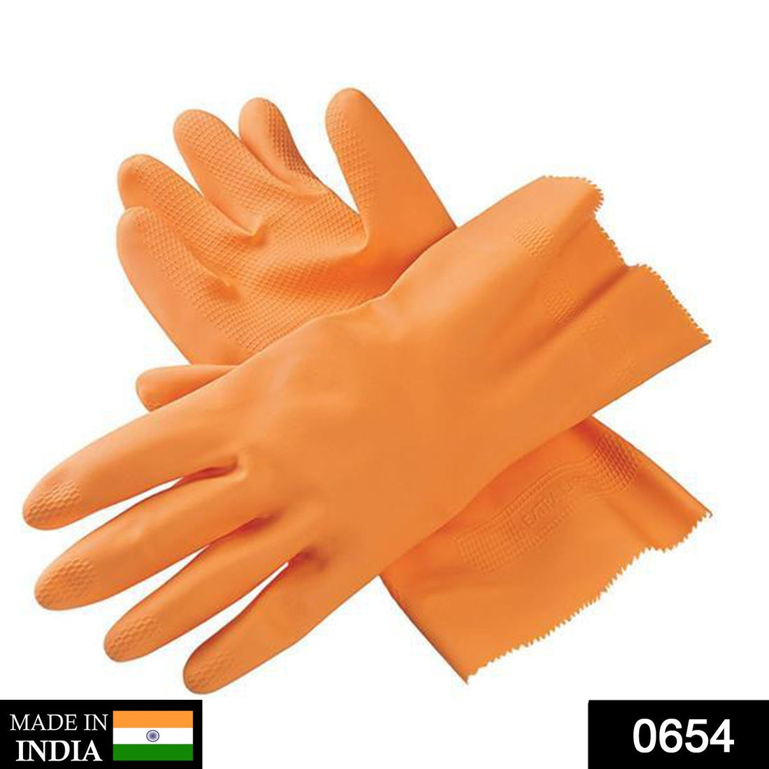 Orange reusable rubber hand gloves