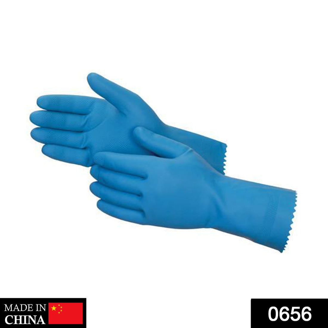 Blue rubber hand gloves for cutting