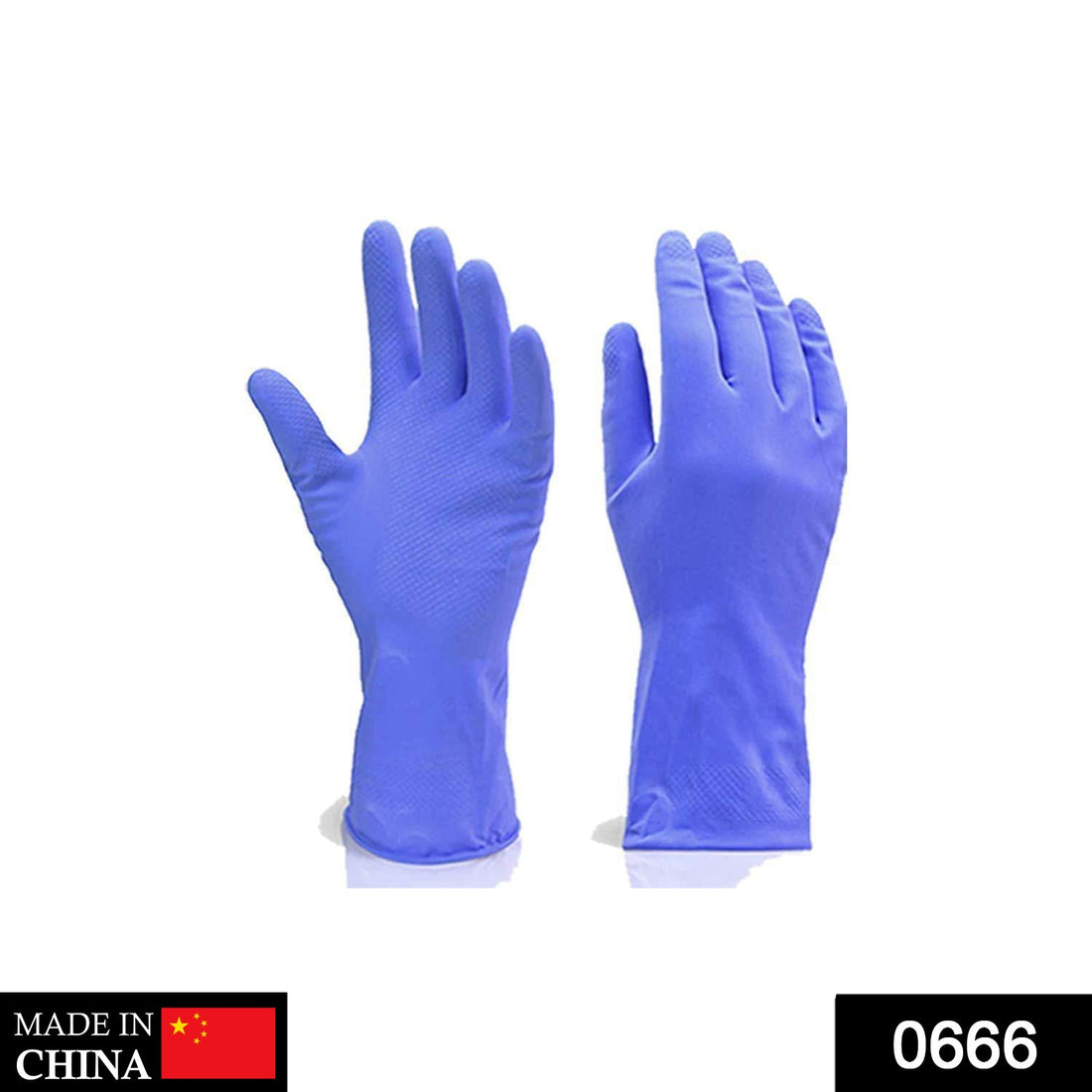 Blue reusable rubber hand gloves