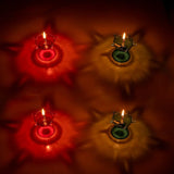 Colourful Reflection Diya Combo Plastic Candle Cup with Multi Shape, Diwali (4 Pcs Set)