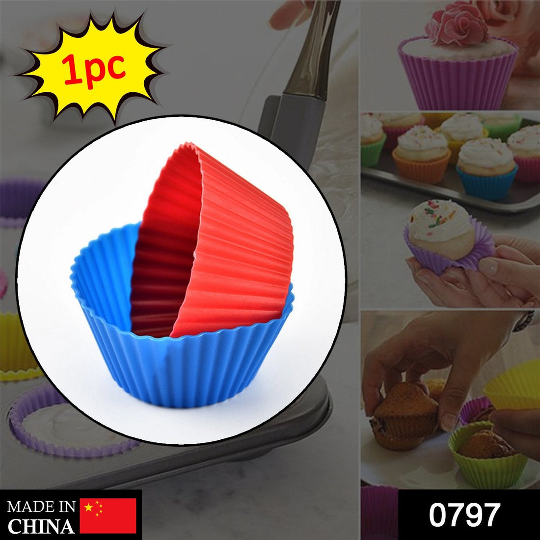 Silicone cupcake mould, flexible and durable.