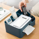 6-Compartment Desk Organizer – Multi-Function Storage for Tissue, Stationery, Remote & Mobile (Home/Office)