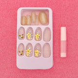 Premium Glitter 3D Floral Press-On Artificial Nail Tips with Nail Glue (1 Set)