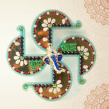 Golden Swastik Shubh Labh Wall Hanging with Ganesh Idol (1 Pc)