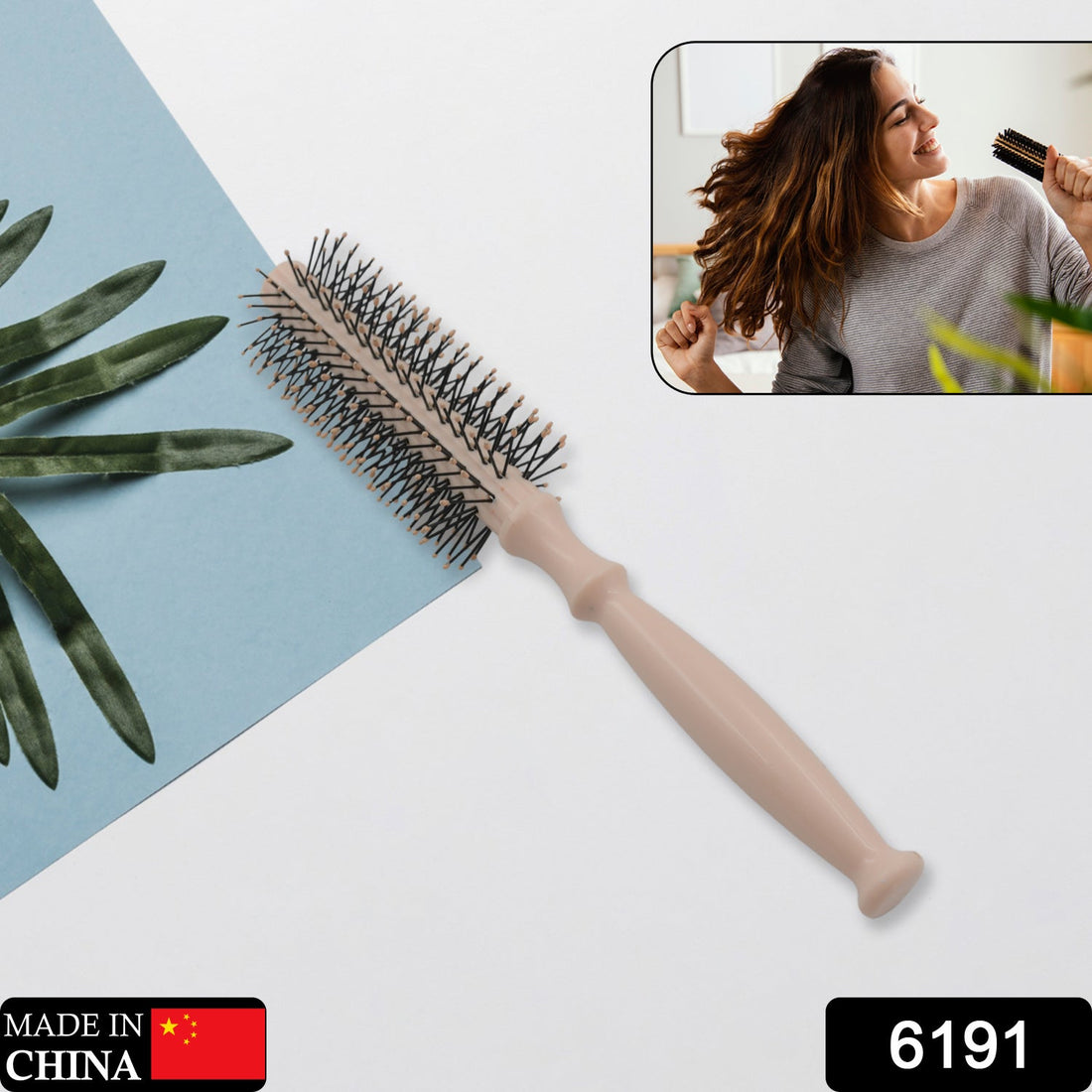 Blow drying brush with round shape