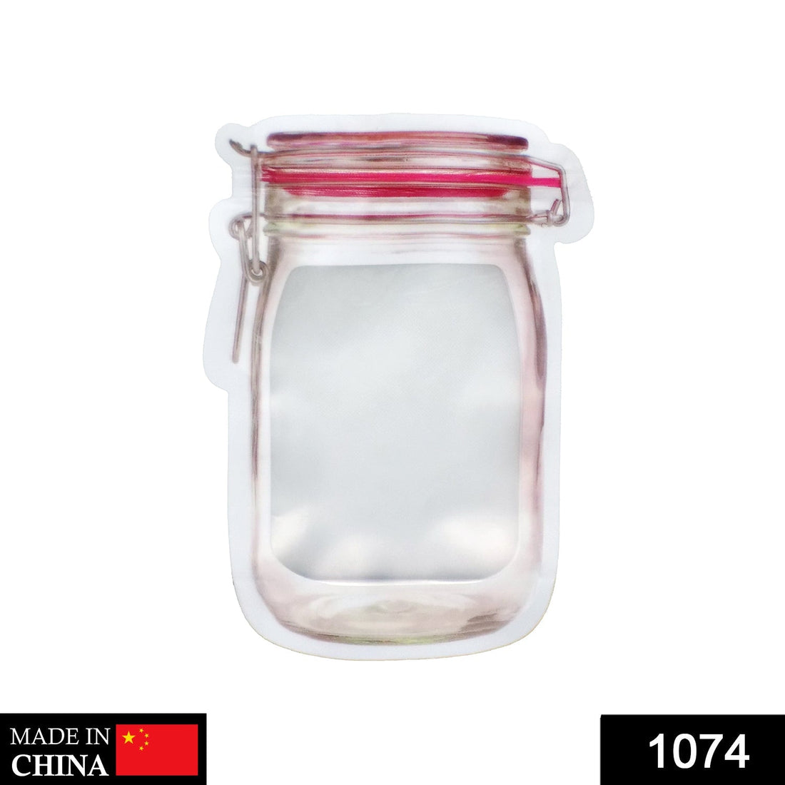 Plastic food storage jar with airtight seal and zipper, 500ml capacity.