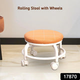 Roller Seat Stool Low Height Rolling  Plastic  Stool Multifunctional Small Household Movable Mini Stool Pulley Wheel Stool for Garage Home Library (1 Pc)