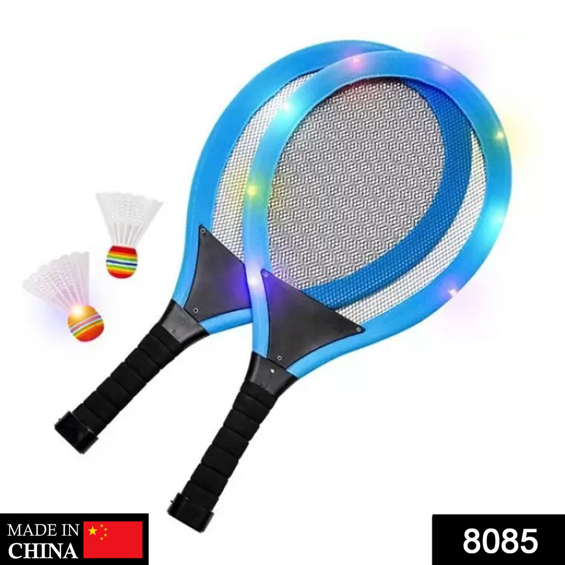 Fun LED badminton set with illuminated rackets