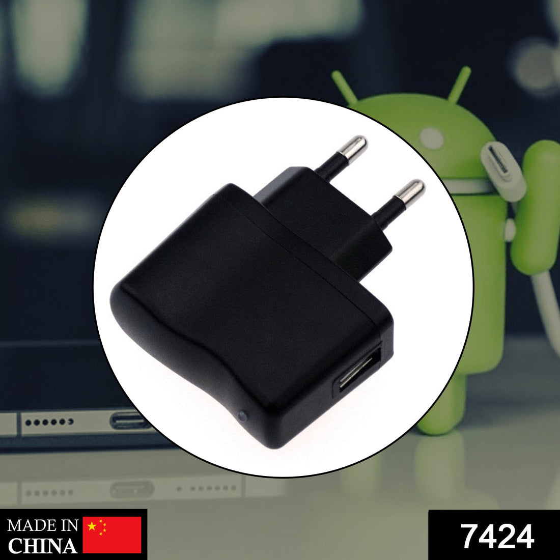 USB wall charger designed for iPhones, Android devices, and smartphones, with fast charging capability