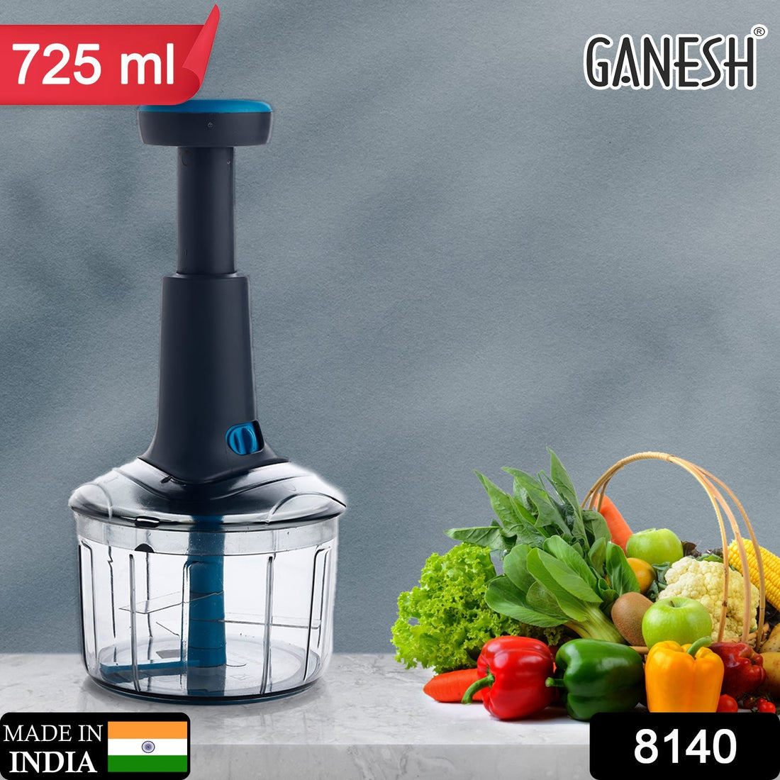 Ganesh Bingo push chopper with lock-unlock feature, 725ML