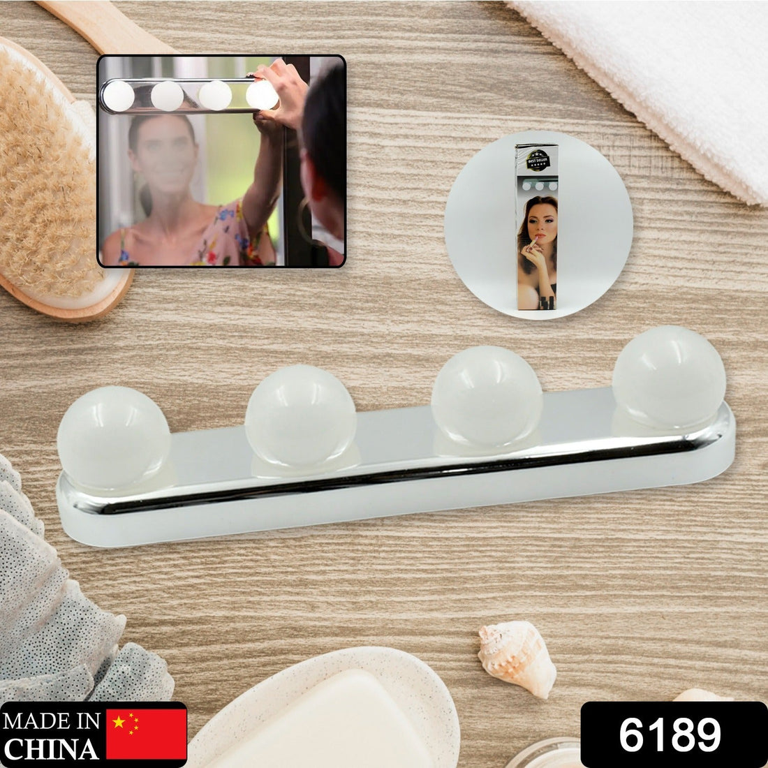 Portable makeup mirror with bright LED lights