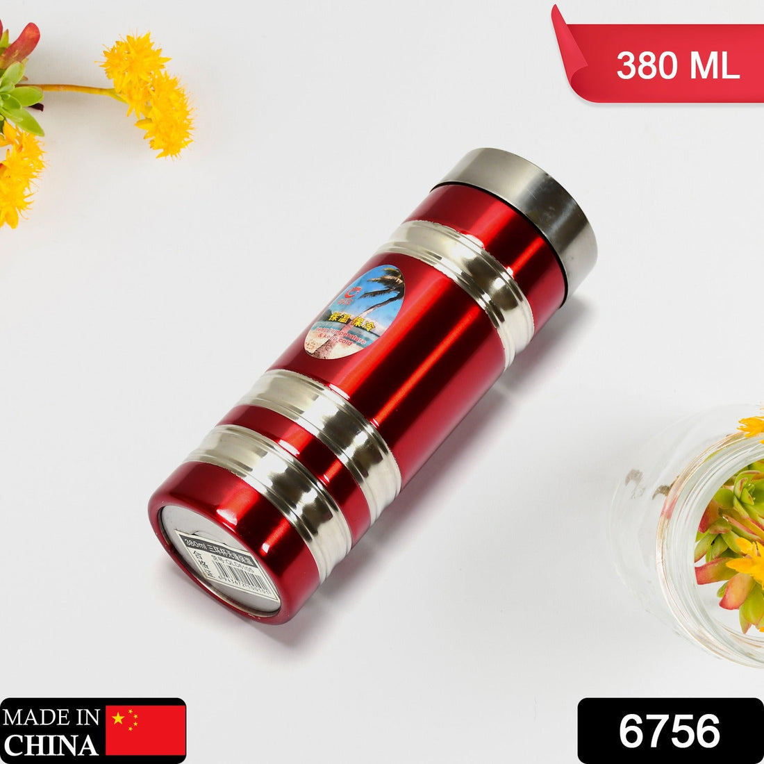 Durable stainless steel water bottle, 380ml, for school and home use