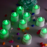 Green Flameless LED Tealights, Smokeless Plastic Decorative Candles - Led Tea Light Candle For Home Decoration, Diwali (Pack Of 24)