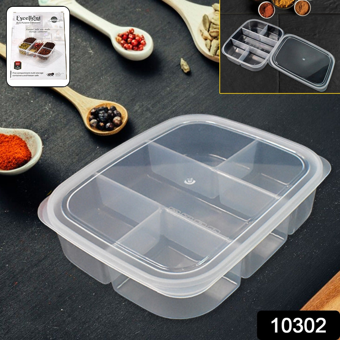 Plastic 5- Compartment Excellent container Reusable Lunch Box