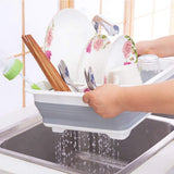 Collapsible Folding Silicone Dish Drying Drainer Rack with Spoon Fork Storage Holder