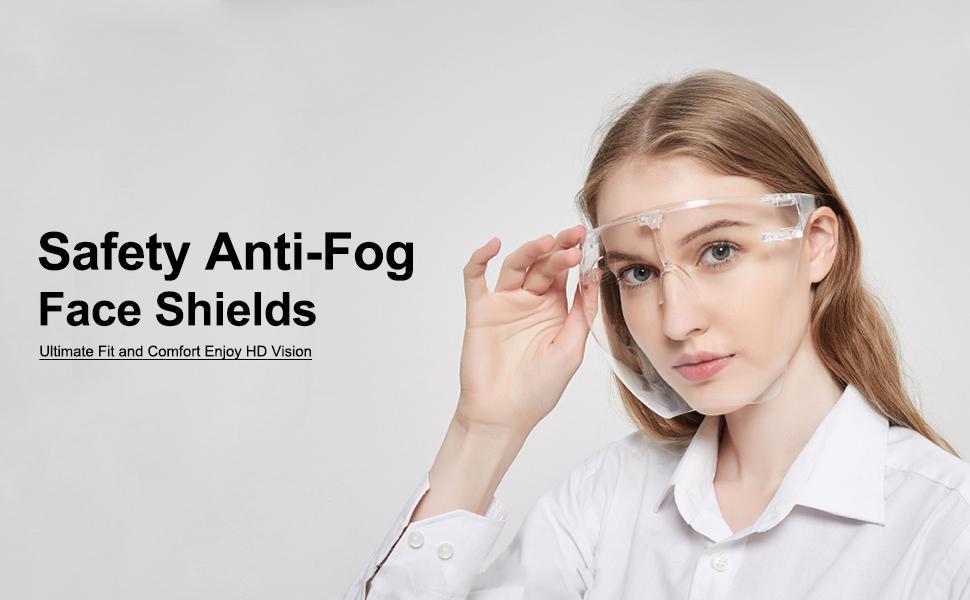 Clear face shield highlighting full face protection with anti-fog and anti-scratch features