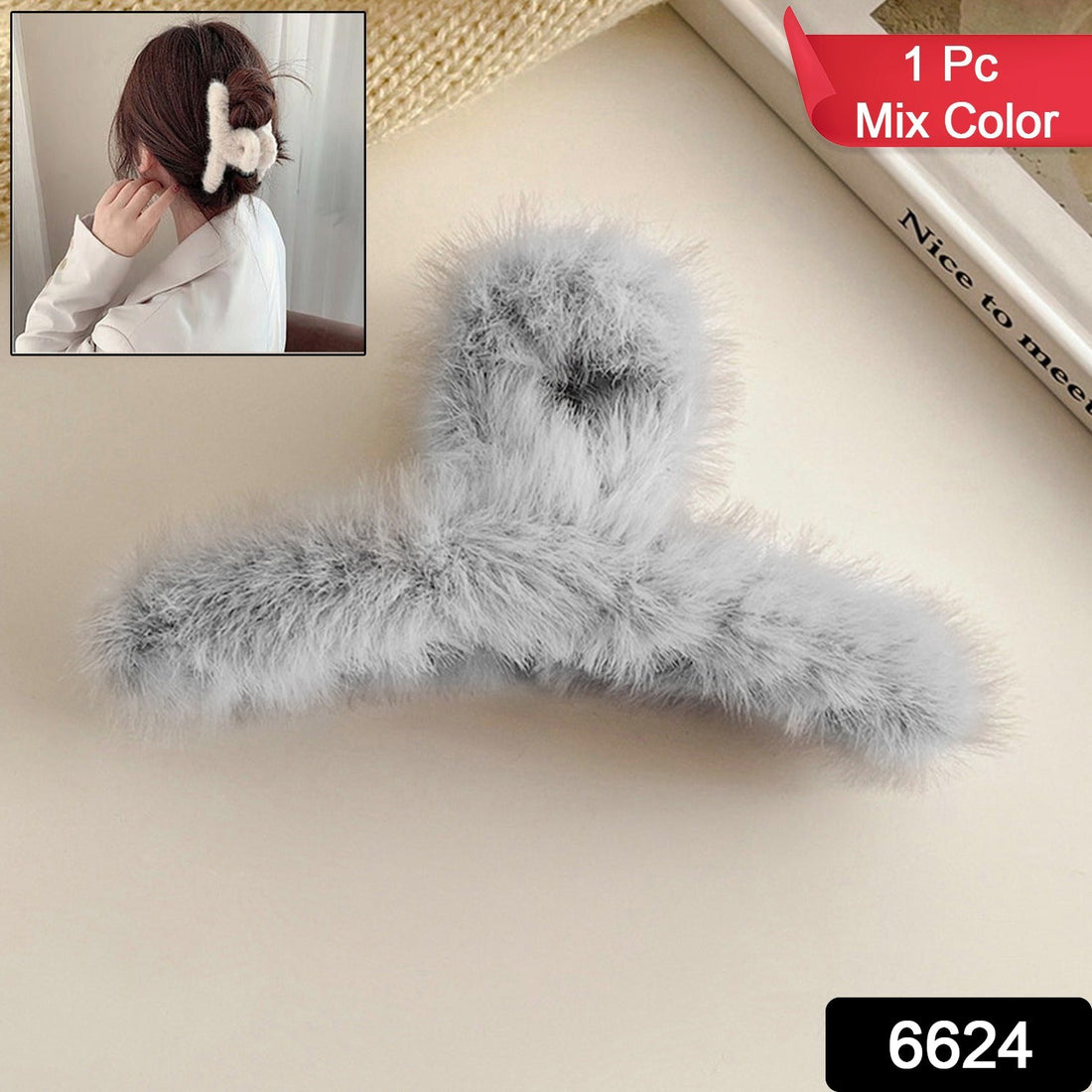 Large Plush Hair Claw Clips, Plastic Fluffy Hair Claw Hair
