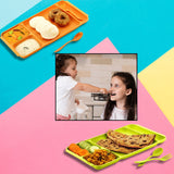 4-Compartment Plastic Dish Set with Spoon & Fork – Versatile Dinner & Pav Bhaji Plate