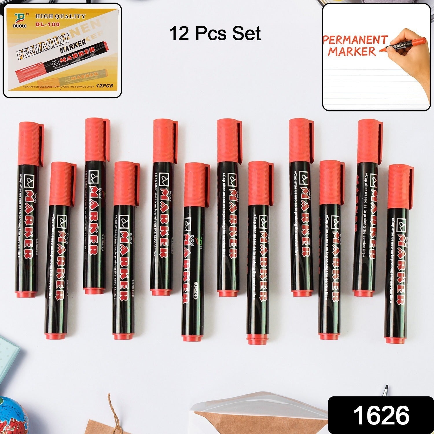 Red Permanent Marker Pen Set 