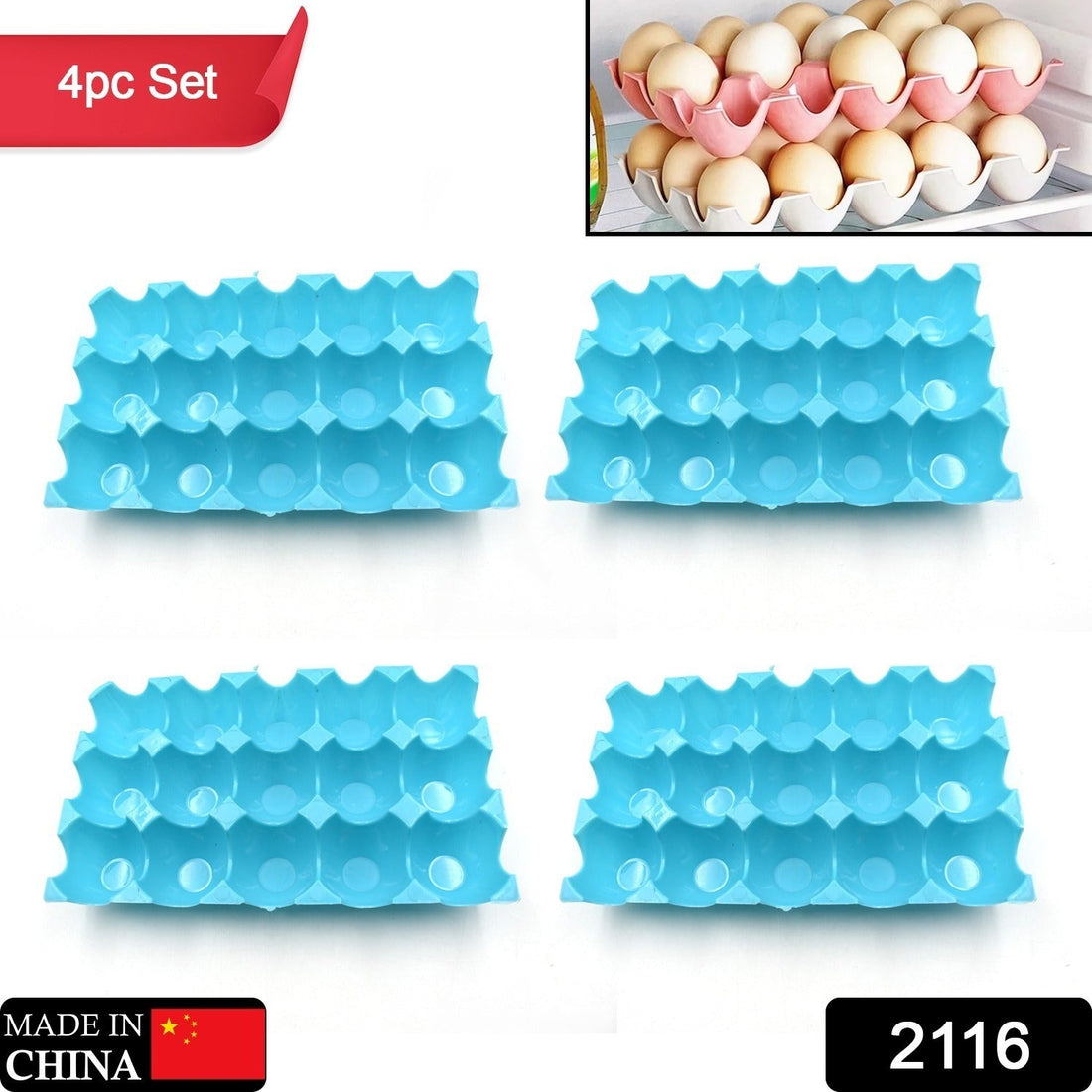Plastic egg tray with 15 cavities, 4 pcs set