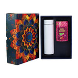 Effete Rose Almonds Gift Hamper Golden With Bottle (2 Pc Set)
