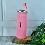 Water bottle 400ml leak proof, glass water bottle with daily water intake for gym and children, Nice Bottle (1 pc / Pink Color)