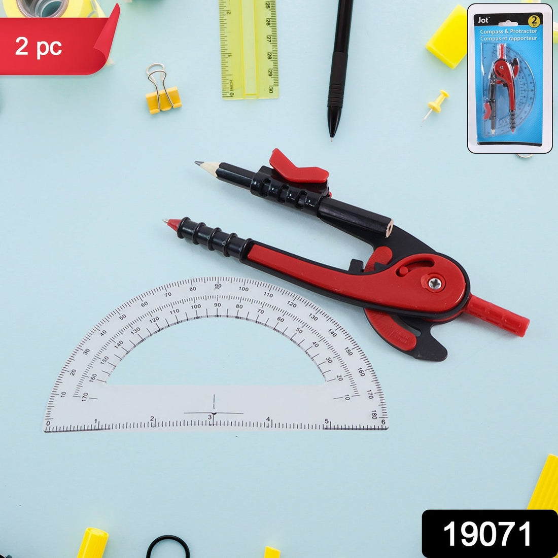 Ergonomic 2 Pc Compass Geometry Kit with Pencil Grip