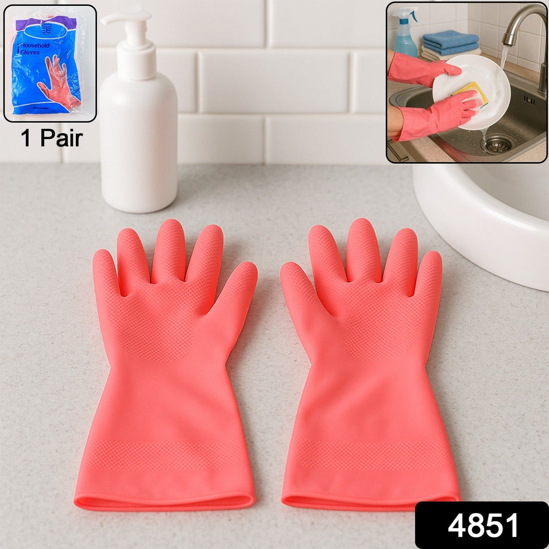 Reusable Waterproof Household Cleaning Gloves