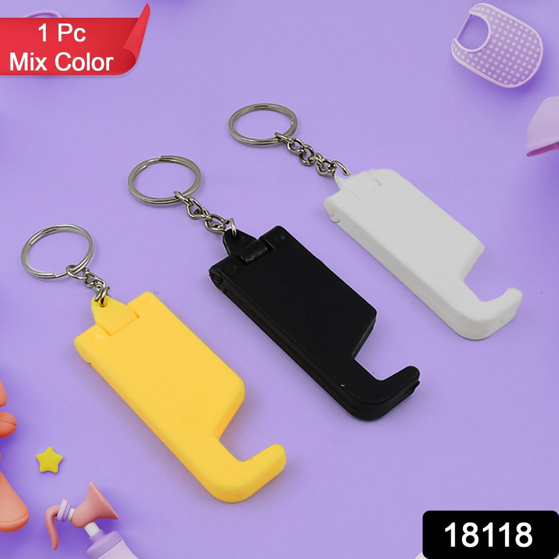 Plastic Keychain with Mobile Stand