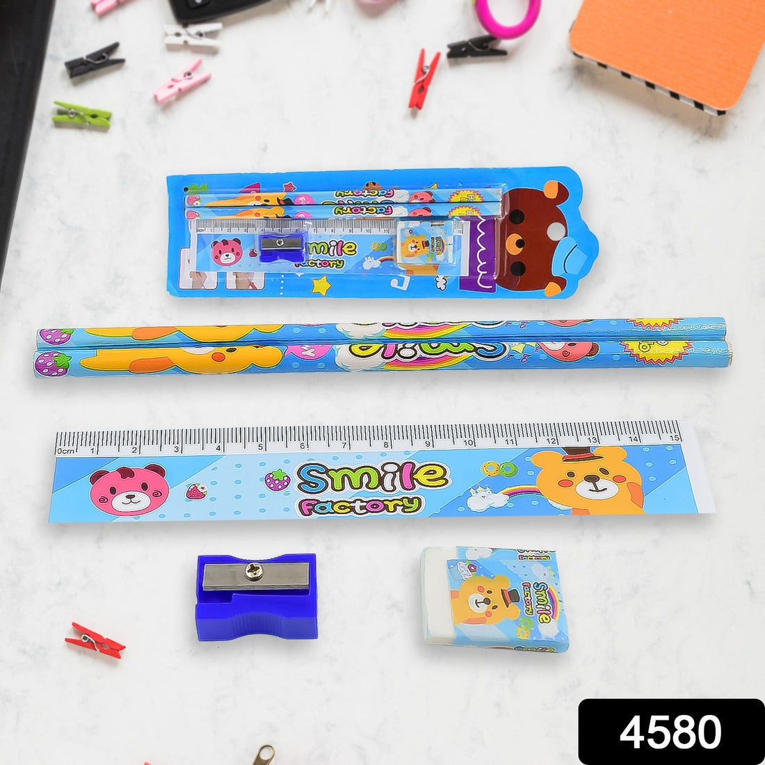 Cartoon-themed wooden pencil set for kids