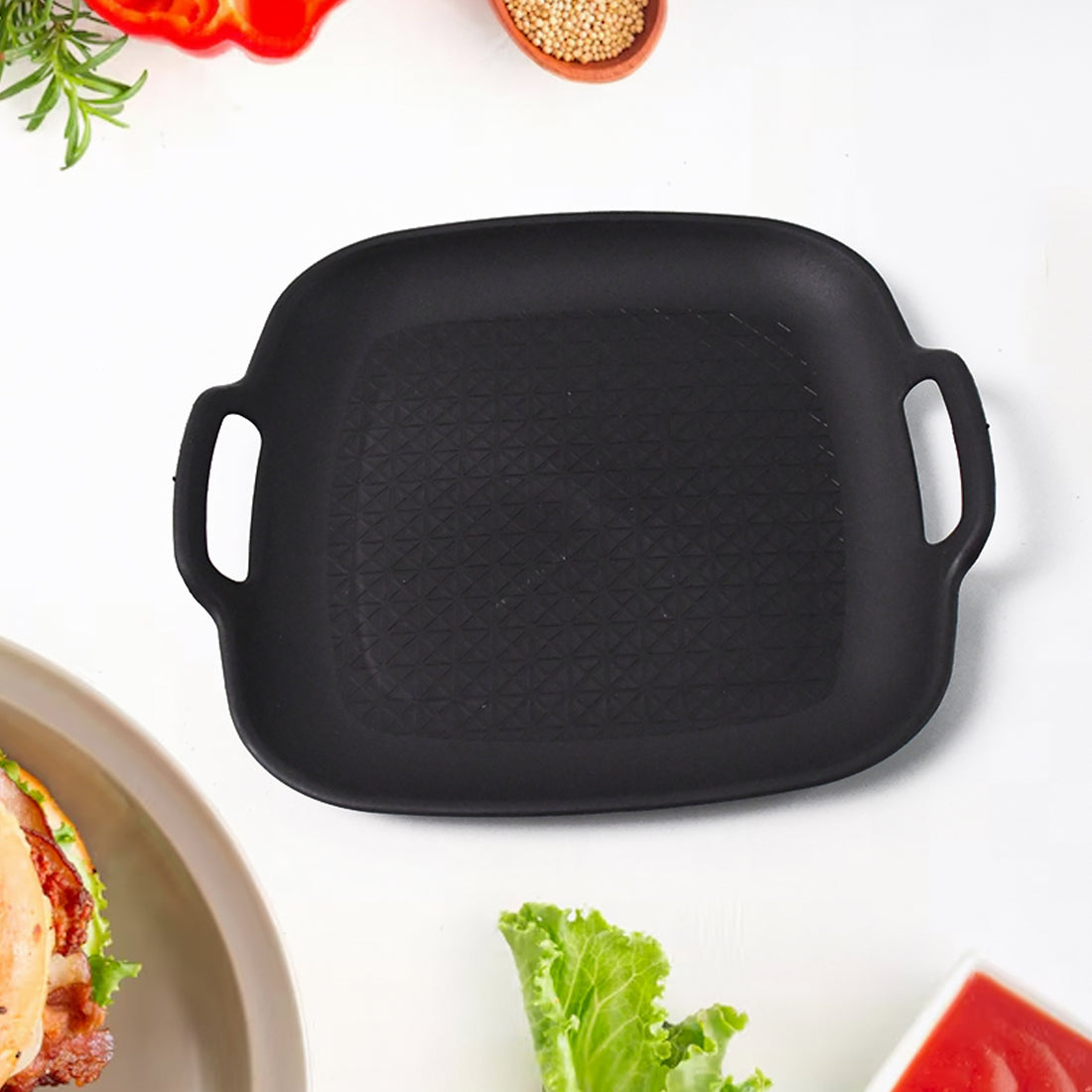 Healthy Choice Set Of 4pc Ceramic Cup And 4pc Glass Bowl With Plastic Plate (9 Pcs Set)