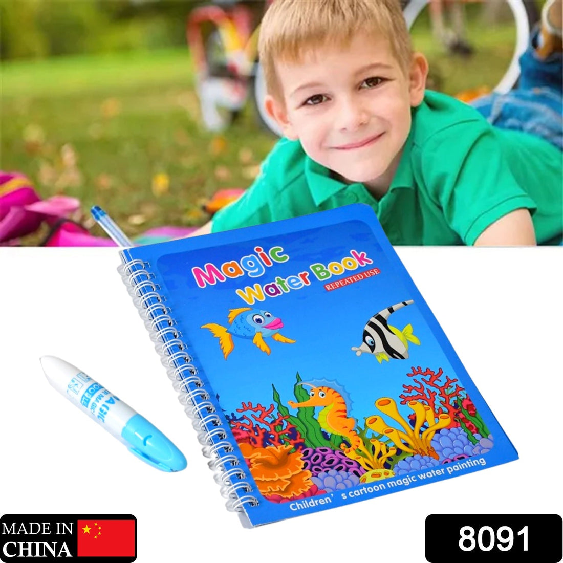 Water-based coloring book with magic pen