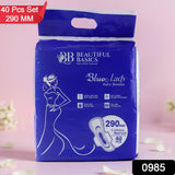 Beautiful Basics Blue Lady Extra Long Pads With Wides Wings Sanitary Pads – 290 mm, 40-Pack